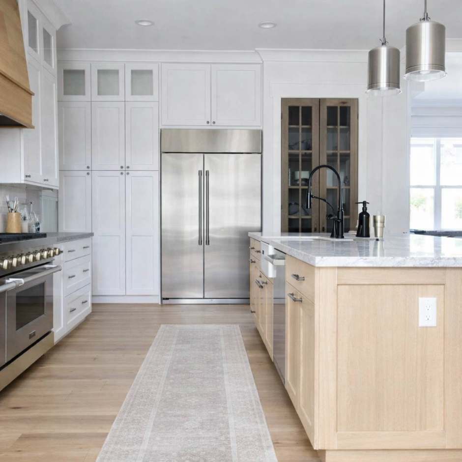 Space between island and counters in kitchen