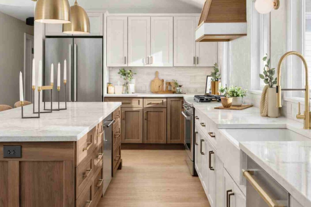 Space between island and counters in kitchen